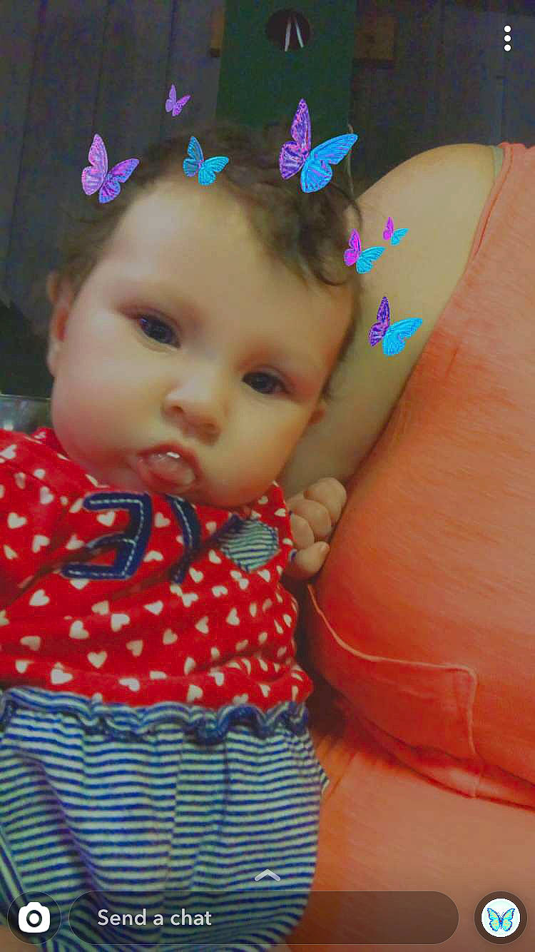 Christina joined the competition — help win amazing prizes! baby, baby_toddler_clothing, cheek, child, design, ear, eye, face, forehead, hair_accessory, head, iris, lip, neck, pattern, person, pink, skin, toddler