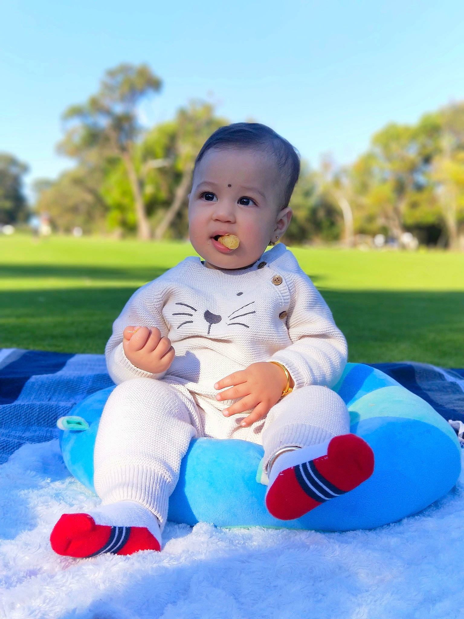 Reyansh joined the competition — help win amazing prizes! baby, beauty, blue, child, eye, grass, happy, head, leisure, people, person, photograph, photography, play, product, recreation, red, sitting, skin, smile