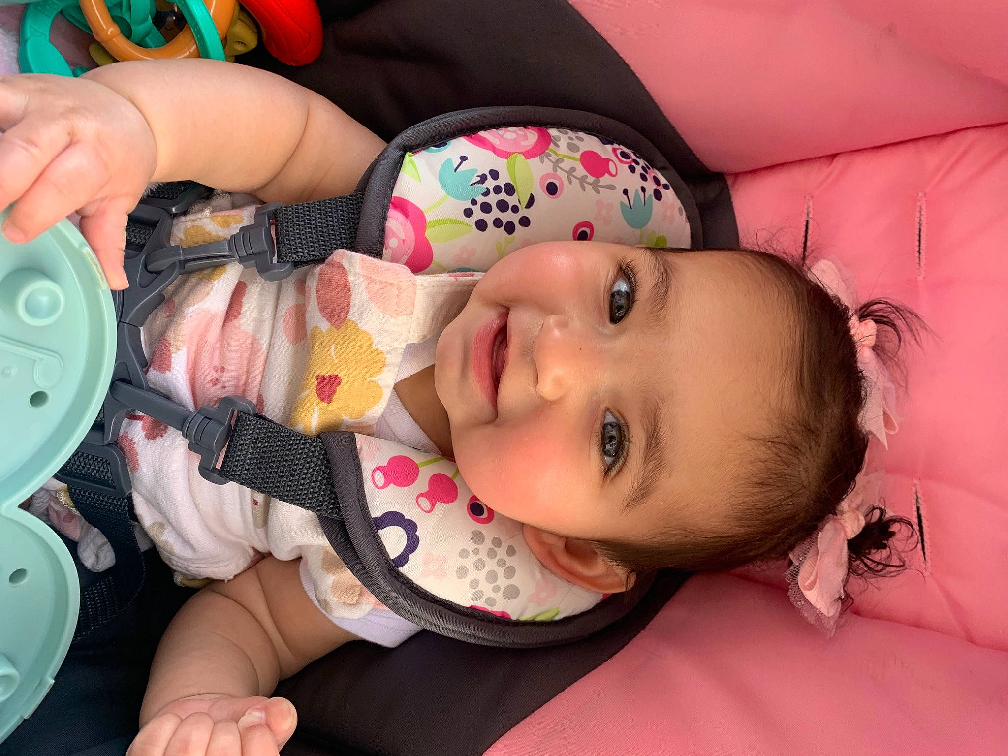 Harmony is registered to the contest to win money with this photo: baby, baby_toddler_clothing, cheek, child, eye, eyelash, finger, fun, happy, head, iris, joy, lip, mouth, neck, nose, person, pink, skin, smile