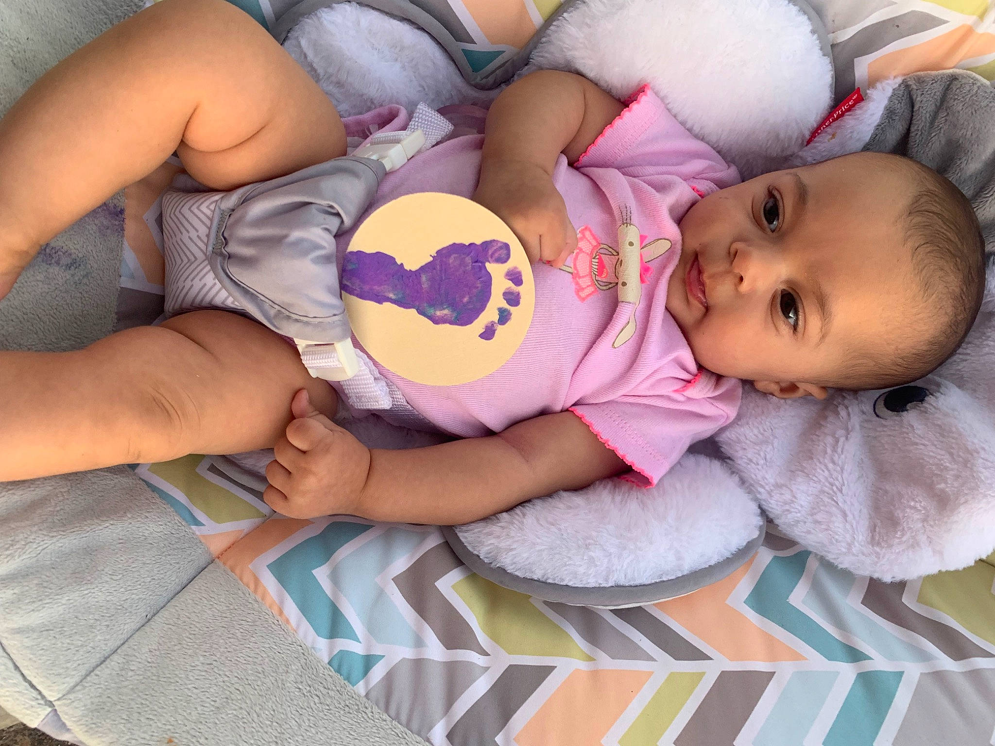Delilah joined the competition — help win amazing prizes! baby, baby_toddler_clothing, cheek, chest, child, comfort, eye, finger, fun, hand, happy, head, human_body, human_leg, knee, mouth, nail, person, skin, thigh