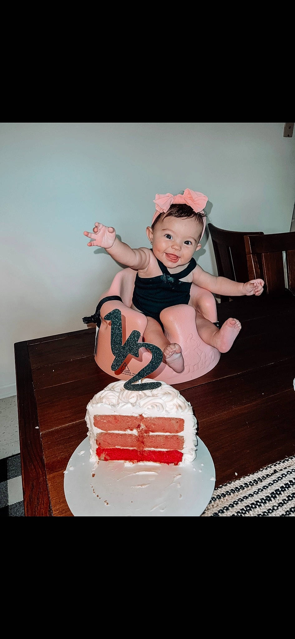 Blakely joined the competition — help win amazing prizes! baked_goods, baking, birthday, birthday_cake, buttercream, cake, cake_decorating, cake_decorating_supply, chair, dessert, dress, flash_photography, food, happy, icing, joy, person, pink, smile, sugar_cake