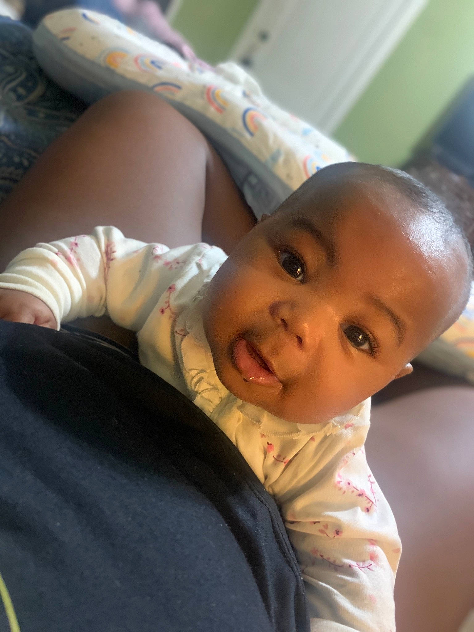 Kadence joined the competition — help win amazing prizes! baby, car_seat, cheek, child, comfort, elbow, eye, finger, fun, gesture, happy, human_body, lip, mouth, nose, person, skin, smile, toddler, tree