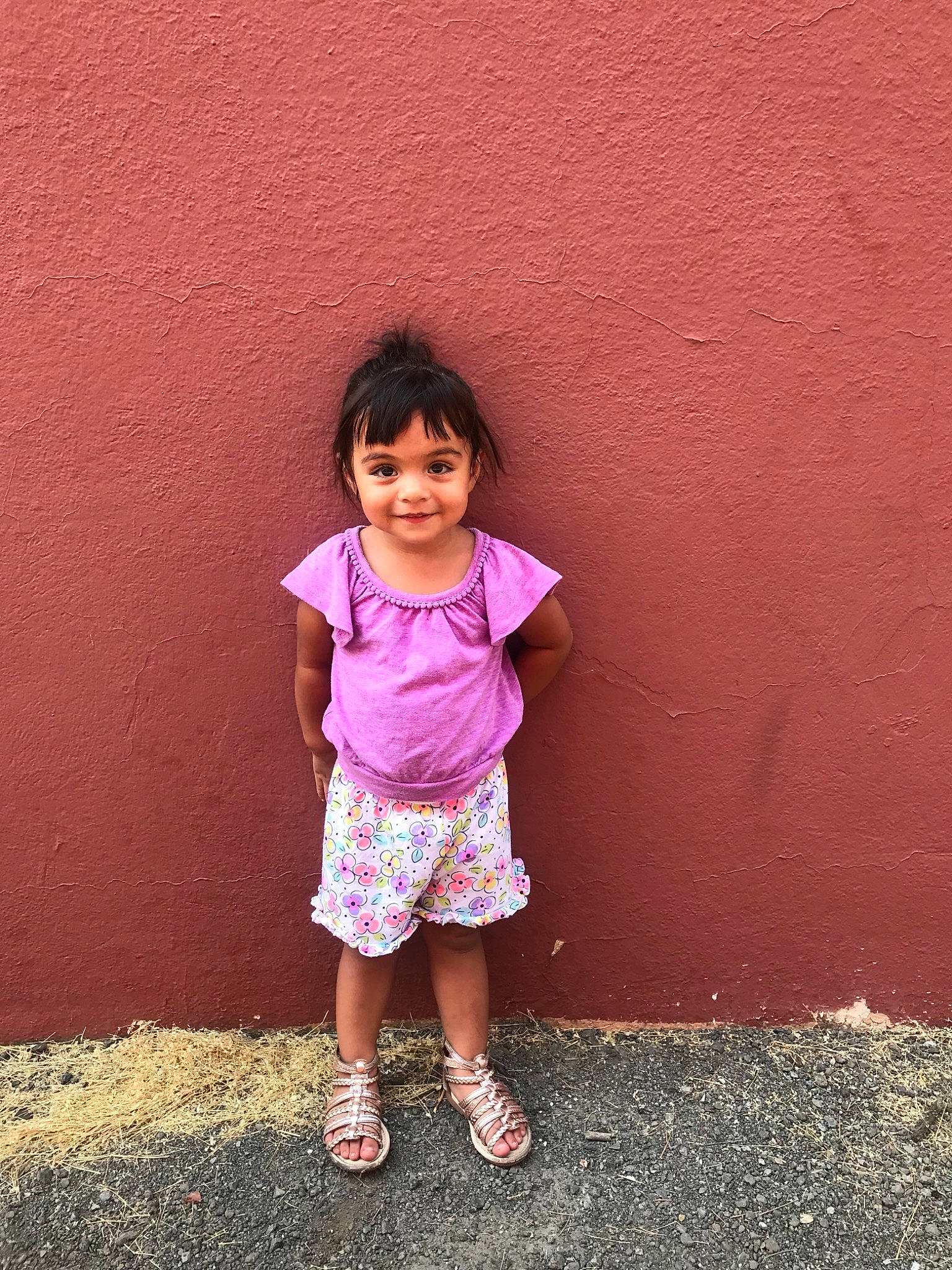 Avah is registered to the contest to win money with this photo: child, cool, day, facial_expression, fun, girl, happiness, human, joy, pattern, person, pink, play, shorts, skin, smile, snapshot, standing, summer, temple