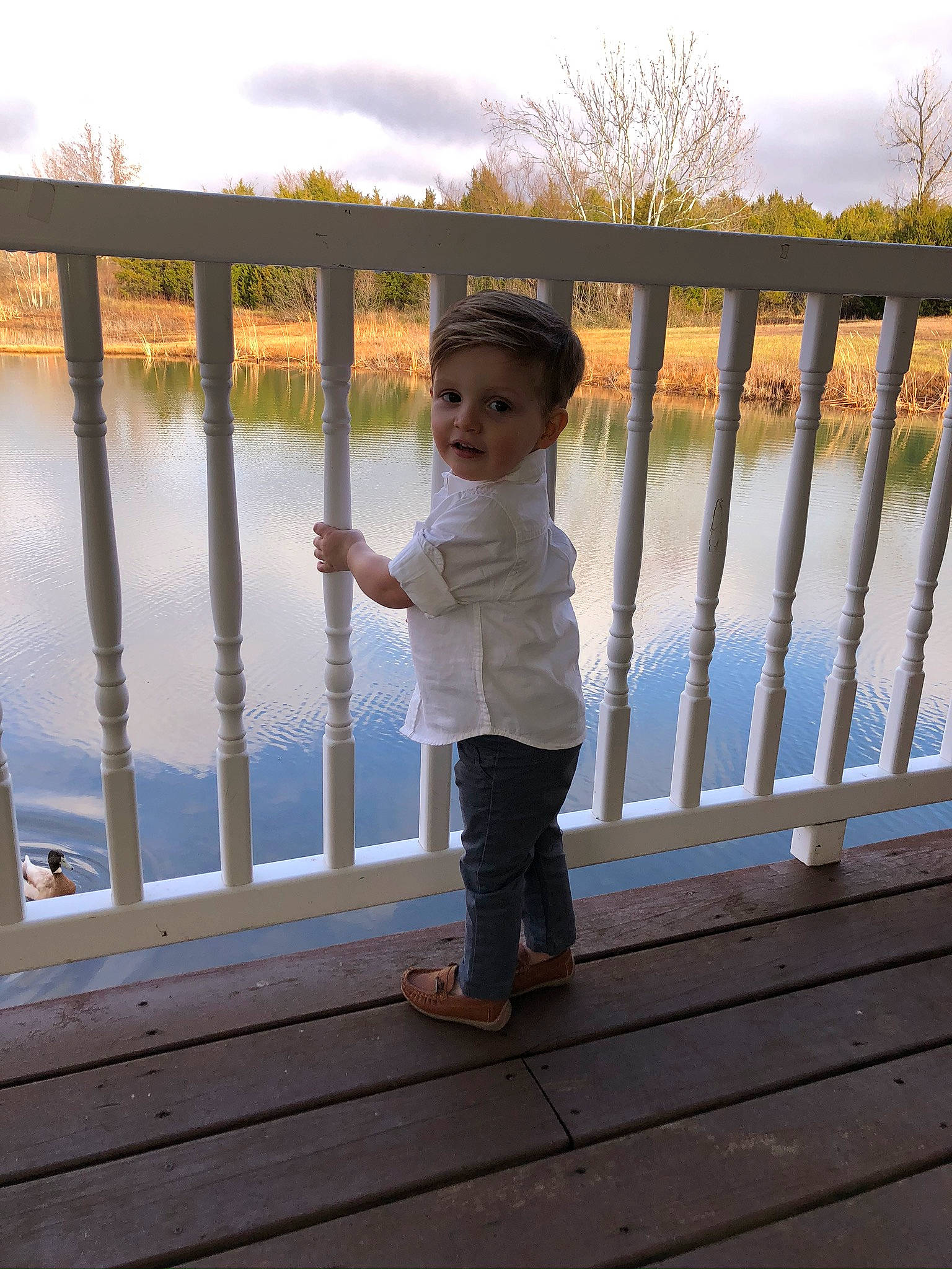 Kayden joined the competition — help win amazing prizes! boardwalk, child, deck, person, pier, smile, standing, toddler, vacation, wood