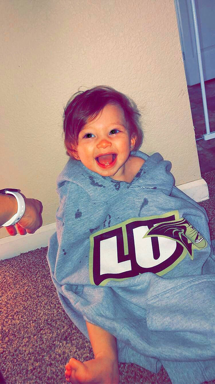 Brynley joined the competition — help win amazing prizes! baby, baby_toddler_clothing, cheek, child, cool, head, lip, nose, person, pink, play, product, skin, sleeve, smile, t_shirt, toddler