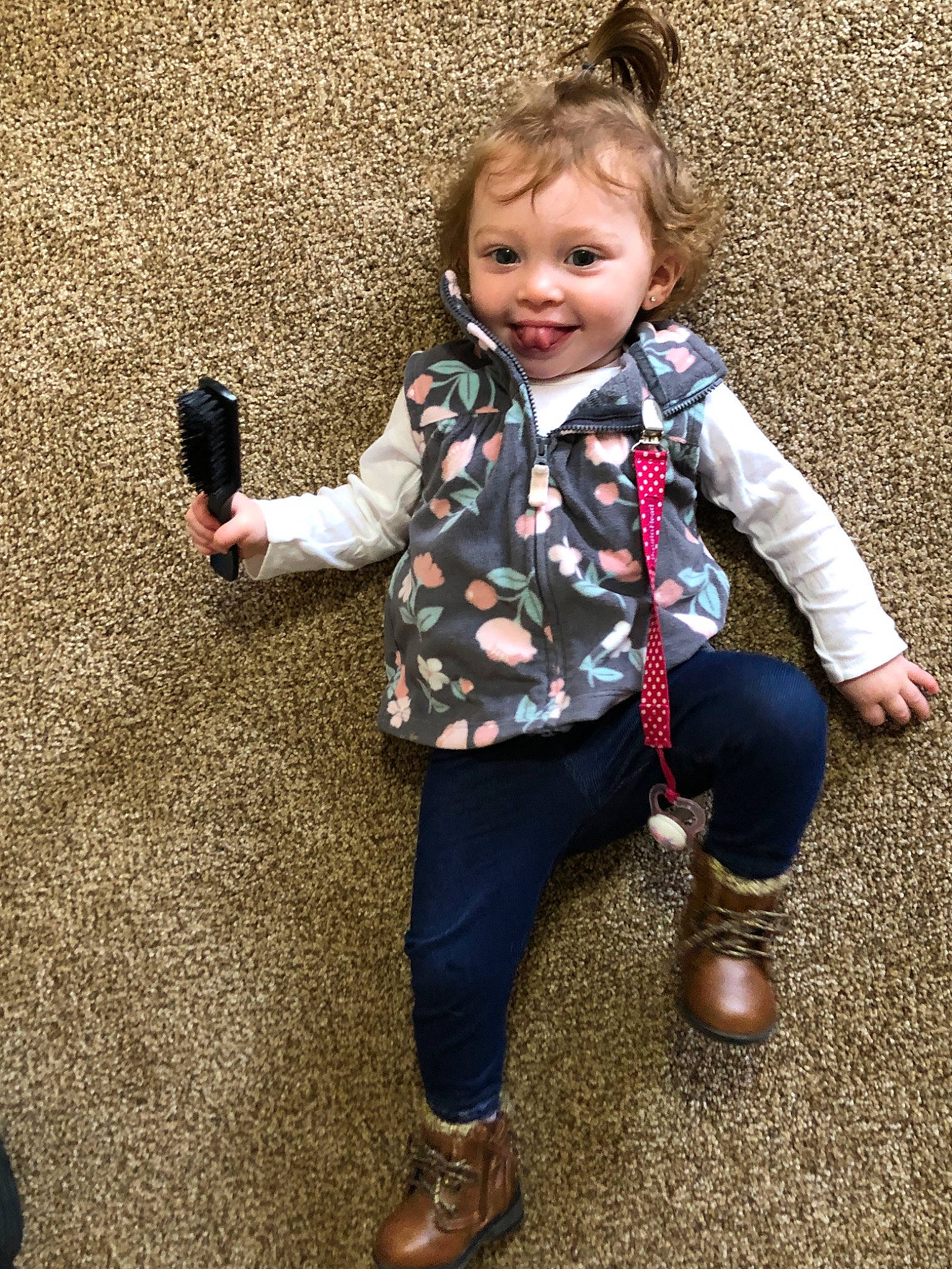 Brynley joined the competition — help win amazing prizes! baby, blond, child, child_model, footwear, fun, jacket, jeans, joy, outerwear, pattern, person, play, shoe, smile, toddler