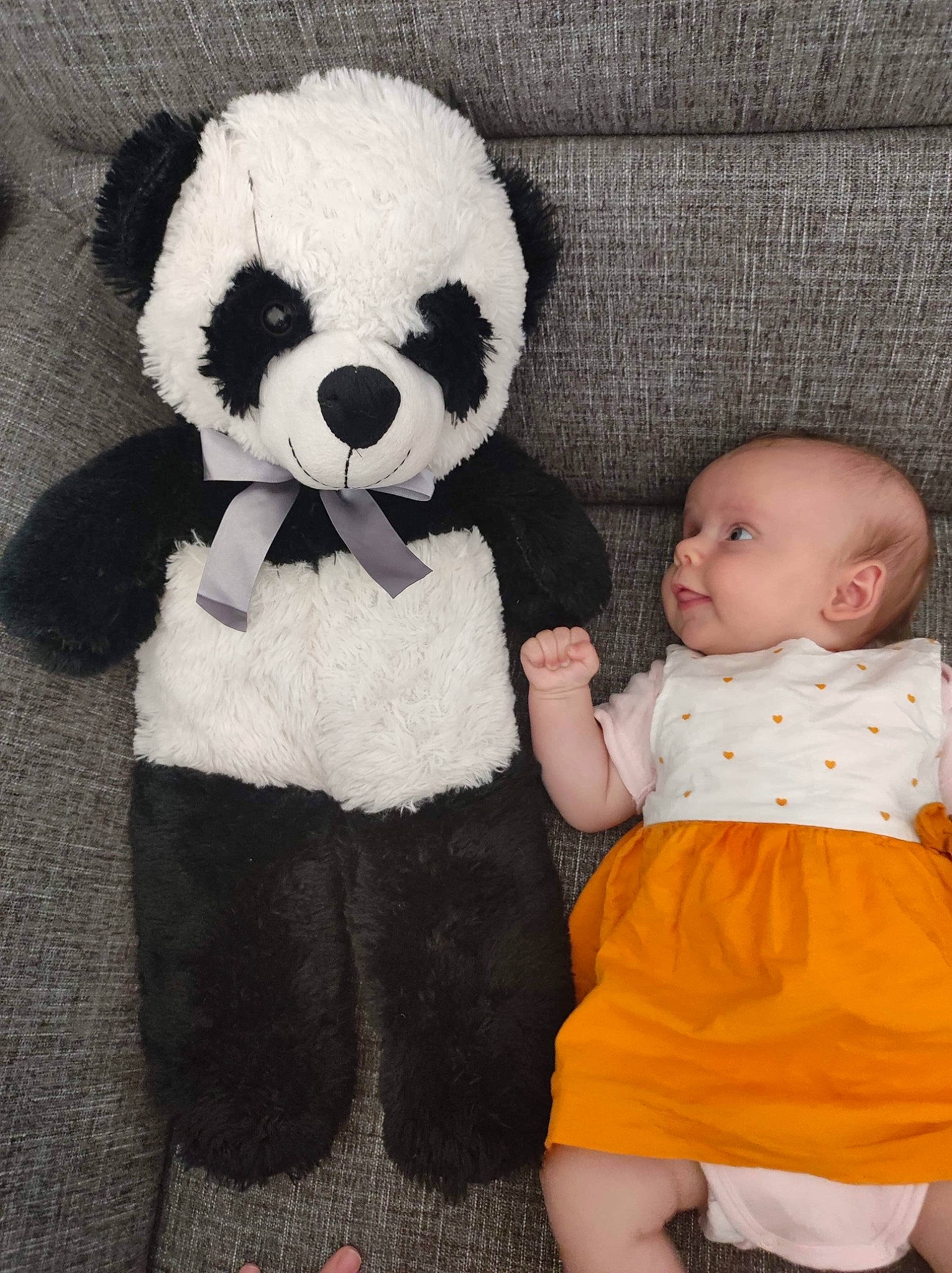 Aurore a rejoint le concours — aidez-le/la à gagner de superbes lots ! baby, baby_toddler_clothing, bear, child, comfort, companion_dog, event, facial_expression, fun, fur, hairstyle, happy, panda, person, plush, product, skin, standing, stuffed_toy, toddler