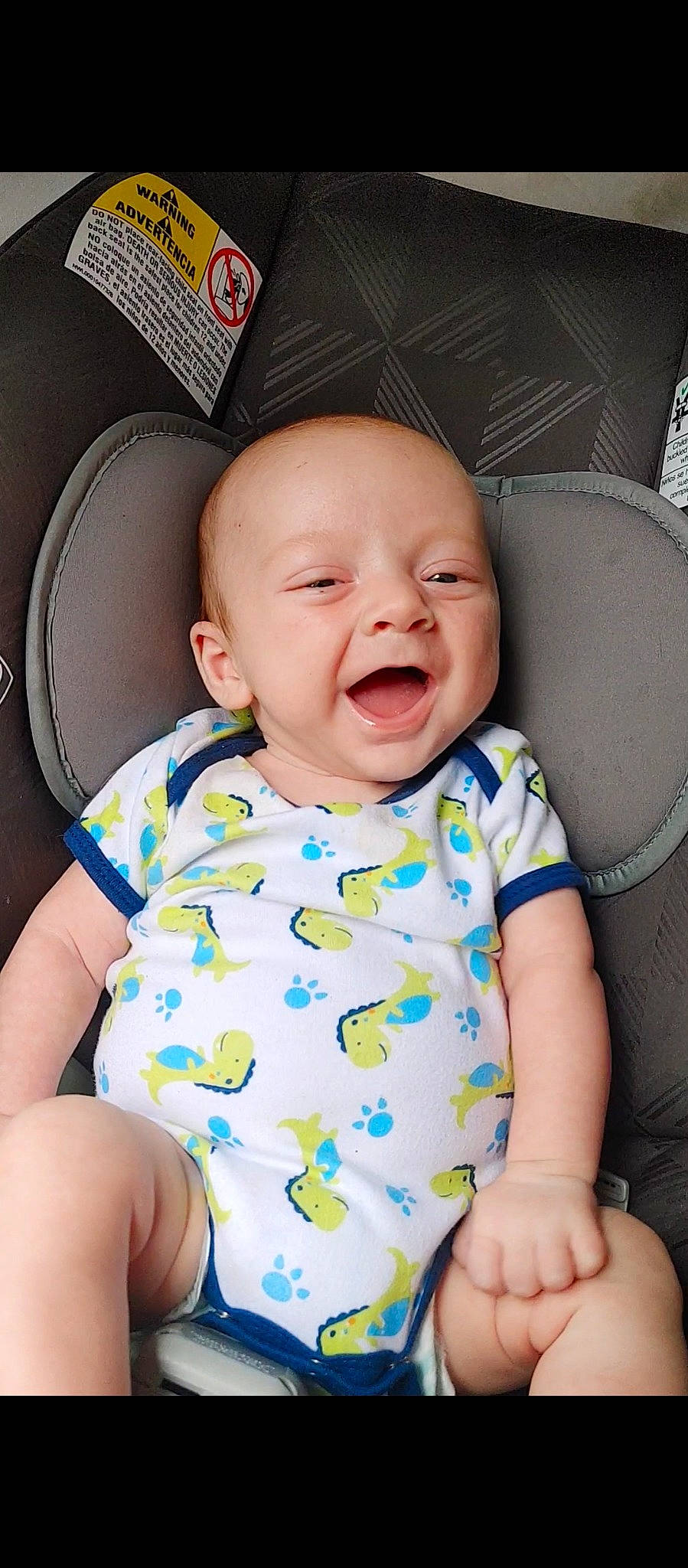 Grayson joined the competition — help win amazing prizes! baby, baby_laughing, baby_toddler_clothing, cheek, child, comfort, eye, facial_expression, happy, iris, mouth, pattern, people, person, photograph, product, skin, sleeve, smile, toddler