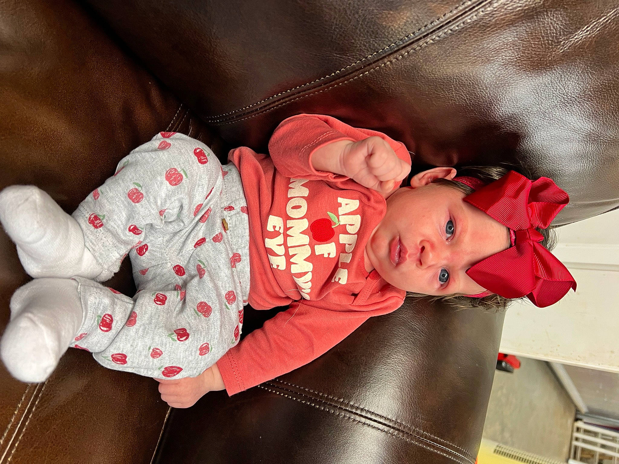 Kenslee joined the competition — help win amazing prizes! baby, baby_products, baby_sleeping, baby_toddler_clothing, carmine, child, comfort, fashion_accessory, hat, headwear, mouth, pattern, person, sitting, skin, sleeve, textile, toddler, white