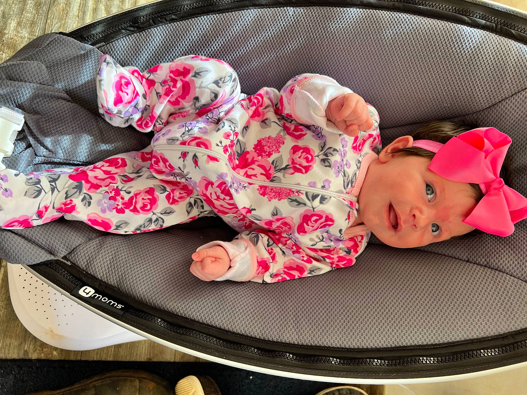 Kenslee is registered to the contest to win money with this photo: baby, baby_carriage, baby_products, baby_safety, baby_sleeping, baby_toddler_clothing, bag, child, comfort, fashion_accessory, headwear, luggage_and_bags, outdoor_shoe, pattern, person, pink, product, sleeve, sunglasses, toddler