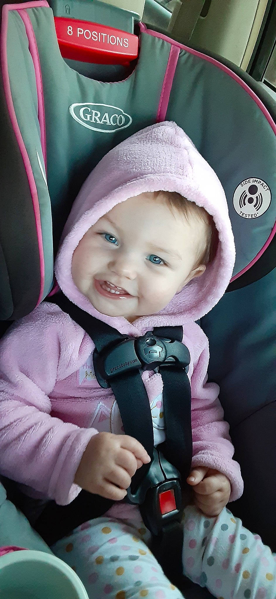 Cynthia joined the competition — help win amazing prizes! baby, baby_carriage, baby_in_car_seat, baby_products, car_seat, child, joy, person, pink, product, toddler