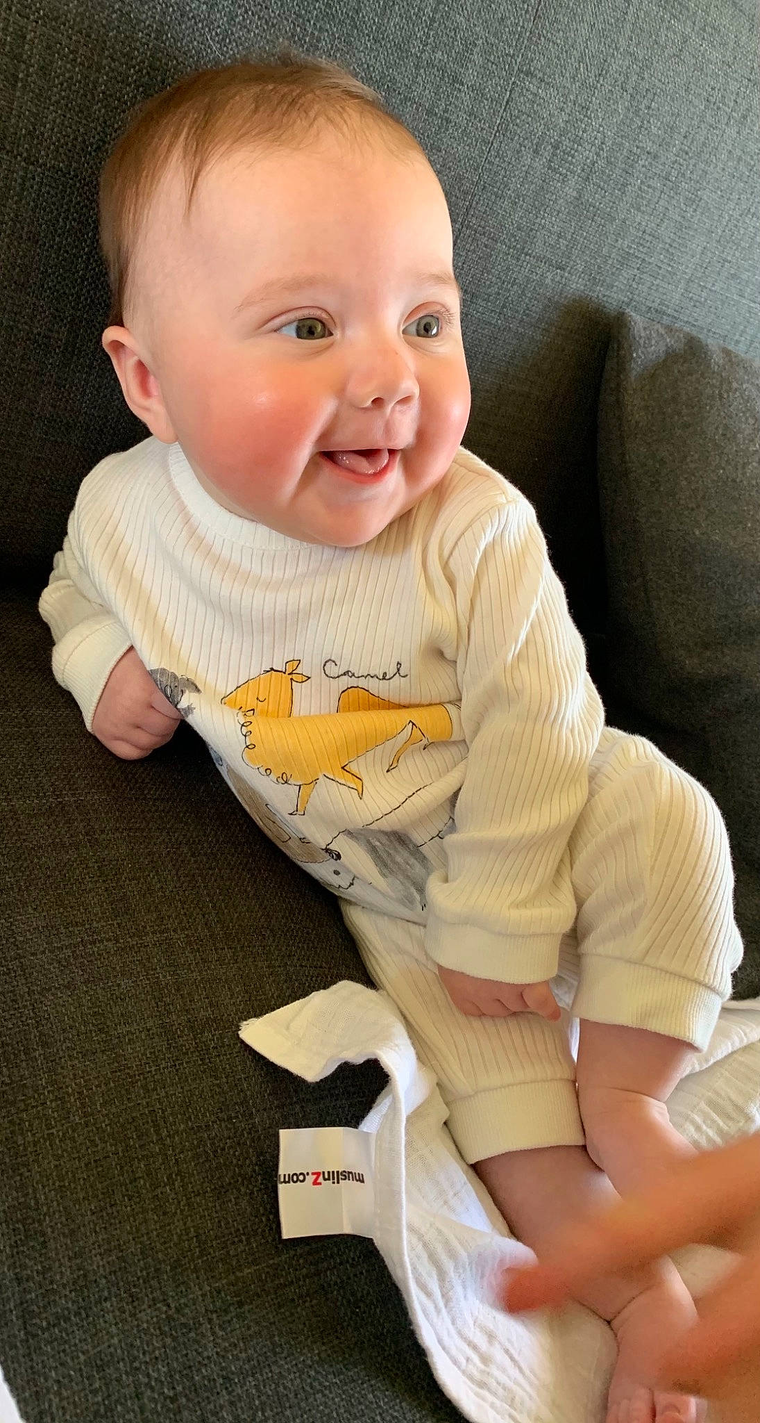 Harriet joined the competition — help win amazing prizes! baby, baby_toddler_clothing, cheek, child, collar, comfort, elbow, eye, finger, happy, knee, lip, neck, nose, person, skin, sleeve, smile, t_shirt, thigh