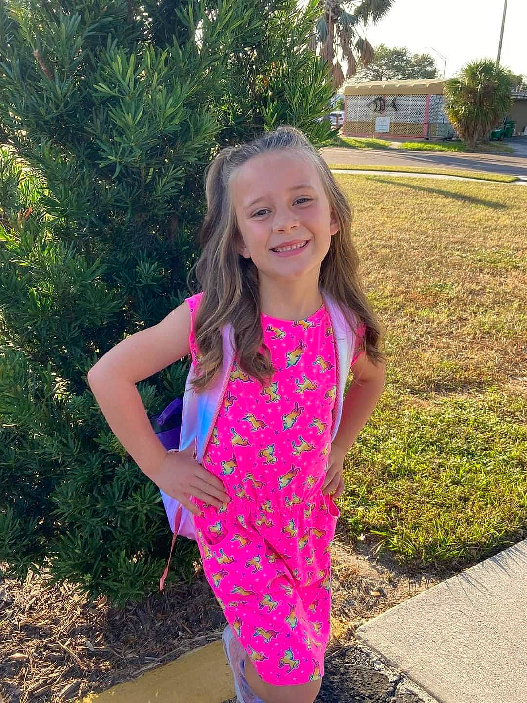 Sadie Grace joined the competition — help win amazing prizes! blond, child, day_dress, fun, grass, grass_family, happy, joy, leg, leisure, long_hair, magenta, people_in_nature, person, pink, plant, sleeve, smile, thigh, tree