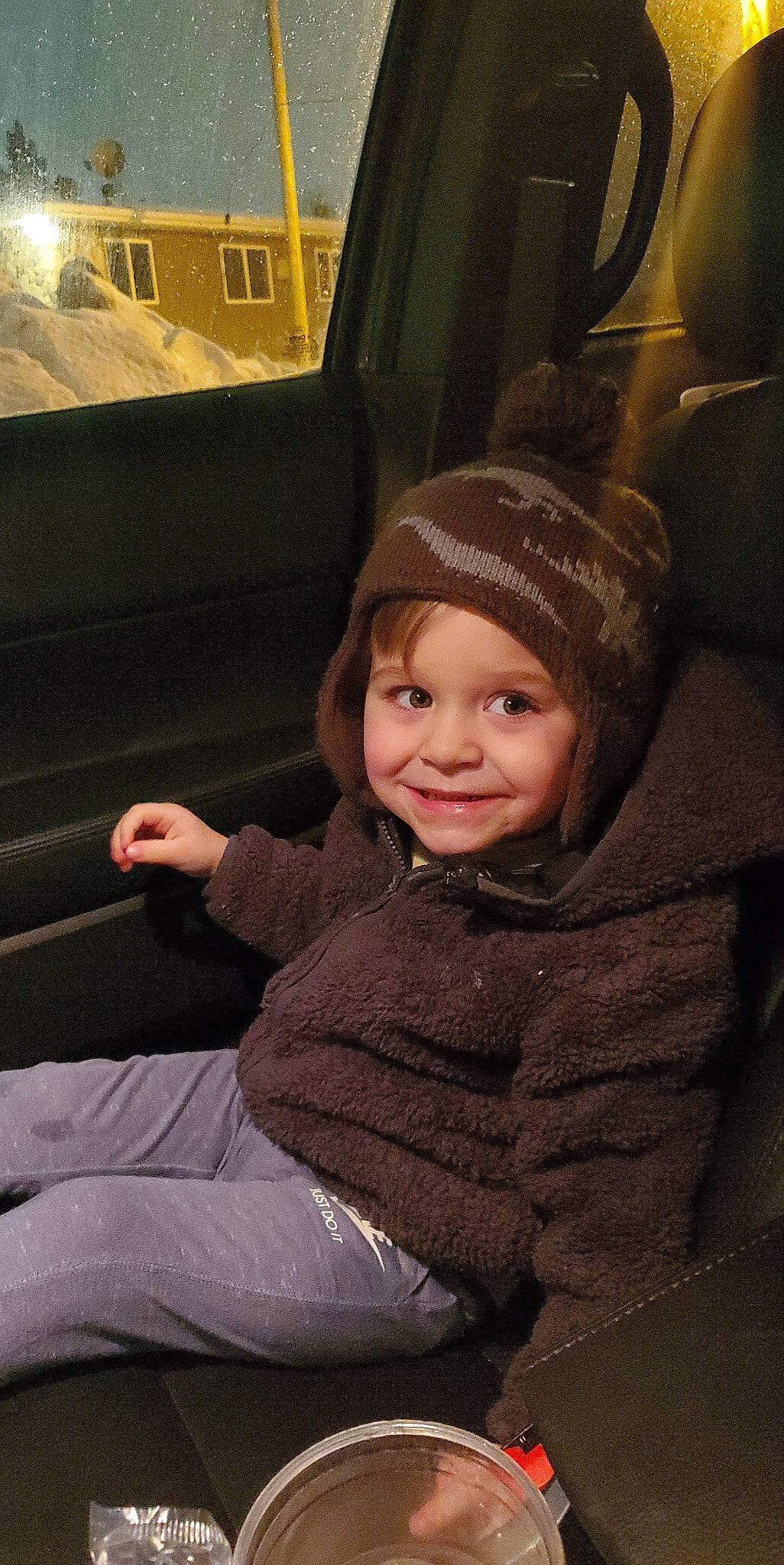 Konner joined the competition — help win amazing prizes! auto_part, automotive_exterior, baby, cap, car, car_seat, comfort, finger, flash_photography, fun, happy, headgear, headwear, joy, mammal, mouth, person, skin, smile, tints_and_shades