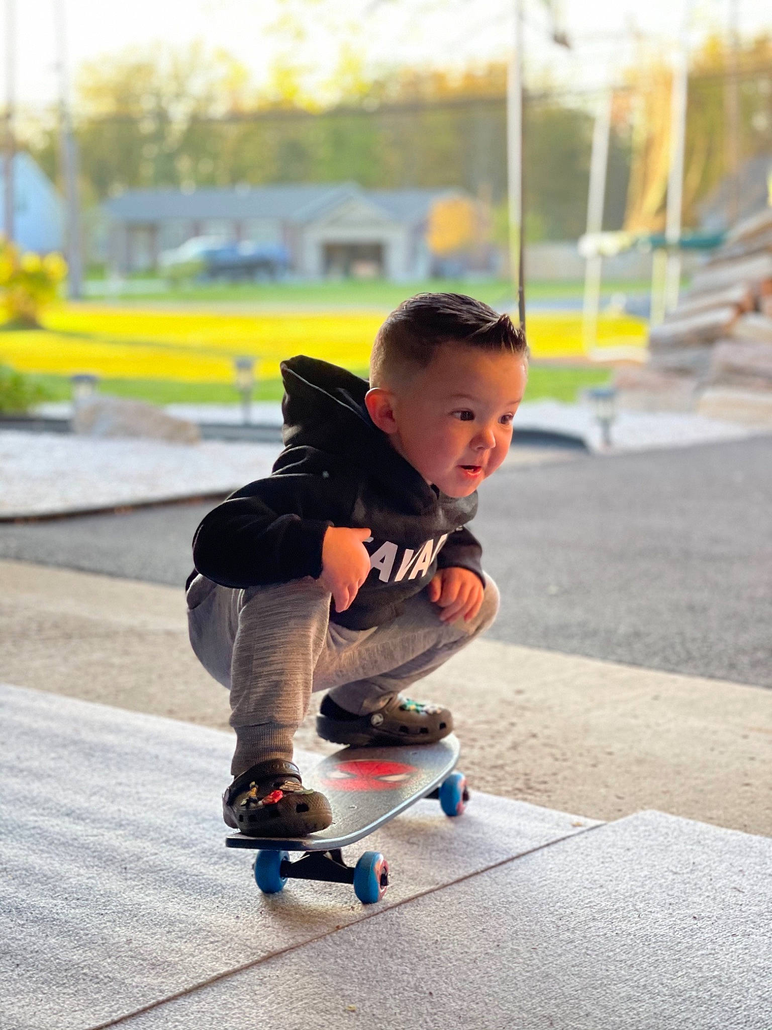 Jaxsyn joined the competition — help win amazing prizes! asphalt, jeans, leisure, person, plant, rolling, skate_shoe, skateboard, skateboard_truck, skateboarder, skateboarding, skateboarding_equipment, skating, sneakers, sports, sports_equipment, street_sports, surprise, toddler, tree