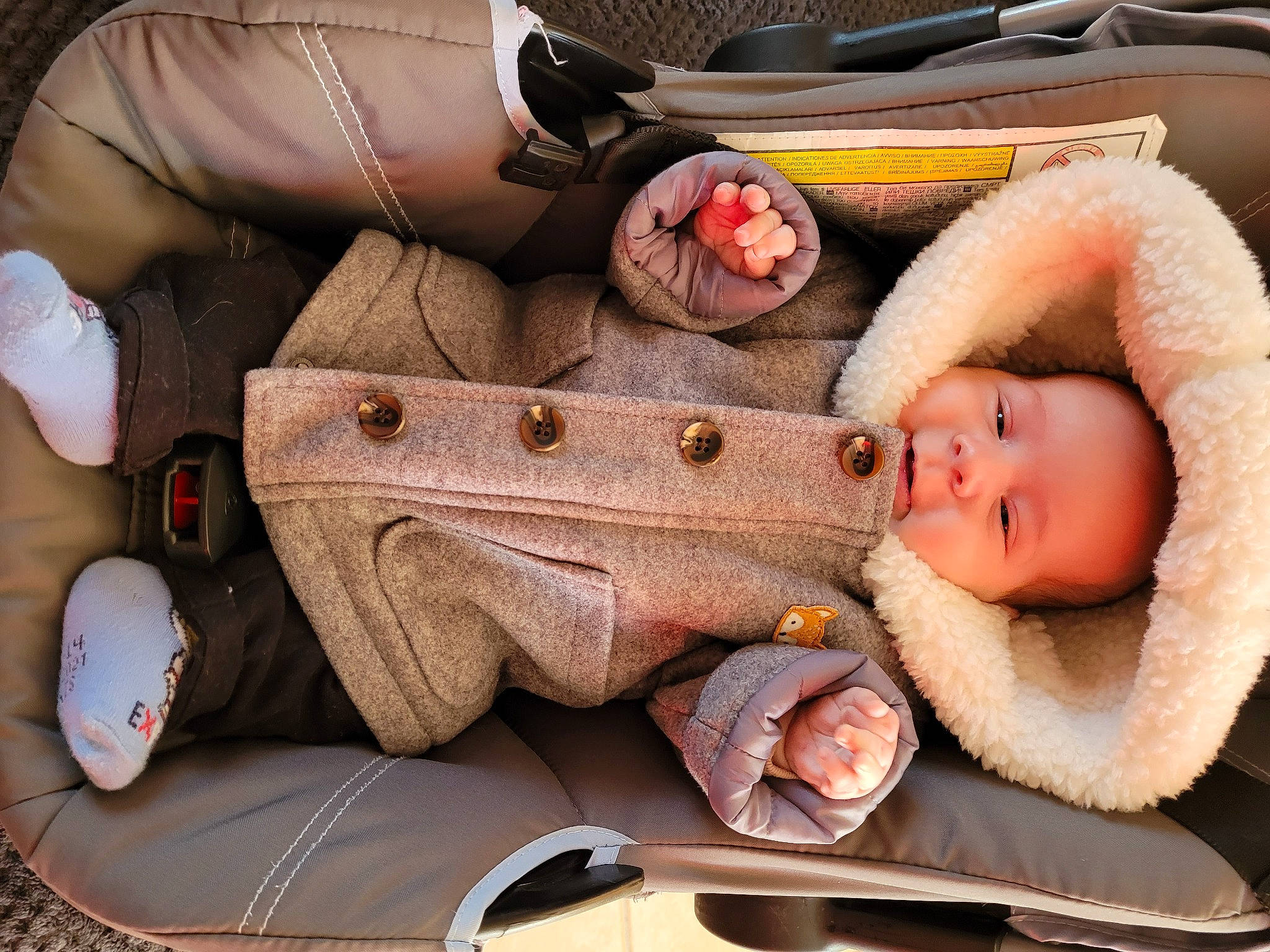 Marius a rejoint le concours — aidez-le/la à gagner de superbes lots ! baby, baby_carriage, baby_products, baby_sleeping, baby_toddler_clothing, car_seat, child, comfort, finger, hand, headgear, human_body, joint, mouth, person, product, skin, textile, toddler, white