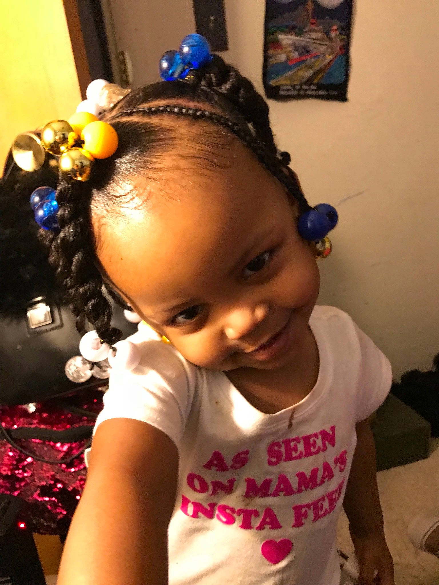 Tyleah joined the competition — help win amazing prizes! black_hair, braid, child, cornrows, ear, fashion_accessory, forehead, hair, hair_accessory, hairstyle, person, toddler