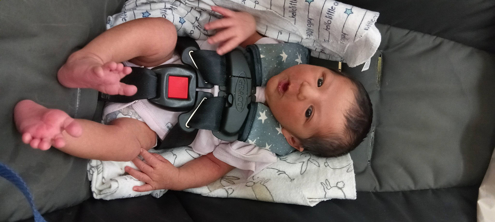 Jennifer is registered to the contest to win money with this photo: baby, baby_carriage, baby_products, baby_toddler_clothing, car_seat, cheek, child, comfort, eye, eyelash, finger, hand, health_care, nail, person, service, sitting, skin, thumb, toddler