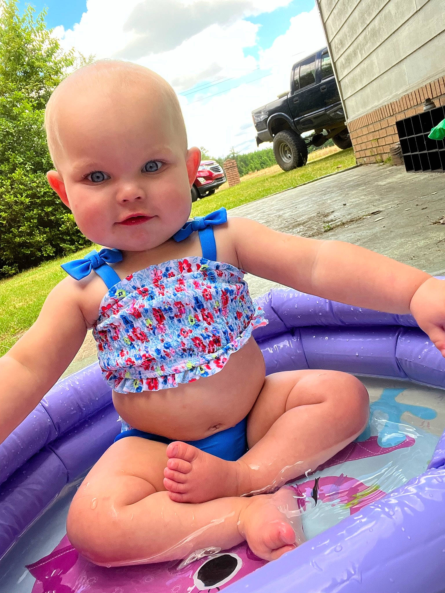 Kyler joined the competition — help win amazing prizes! aqua, azure, baby_toddler_clothing, blue, cloud, cool, fun, grass, happy, leg, leisure, person, photograph, pink, plant, skin, sky, thigh, tire, toddler