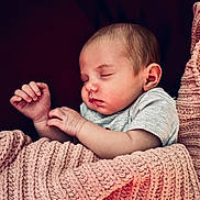 Mirabella joined the competition — help win amazing prizes! baby, sleeping, blanket, knitted, pink, cozy, infant, peaceful, portrait, soft, child, cute, resting, newborn, warm, relaxed, face, hands, clothing, indoors