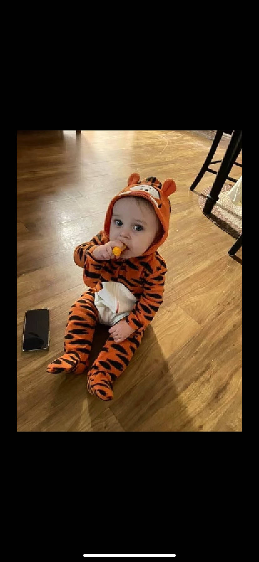 Atlas joined the competition — help win amazing prizes! baby, baby_toddler_clothing, child, flash_photography, floor, flooring, fun, fur, happy, hardwood, headwear, laminate_flooring, orange, pattern, person, room, sitting, sleeve, tints_and_shades, toddler
