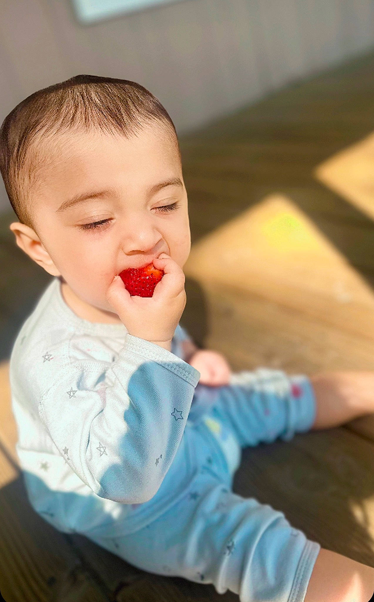 Jadyn joined the competition — help win amazing prizes! baby, baby_toddler_clothing, cheek, child, comfort, eyelash, flash_photography, fruit, fun, happy, lip, mouth, neck, nose, person, portrait_photography, sitting, skin, sleeve, sweetness