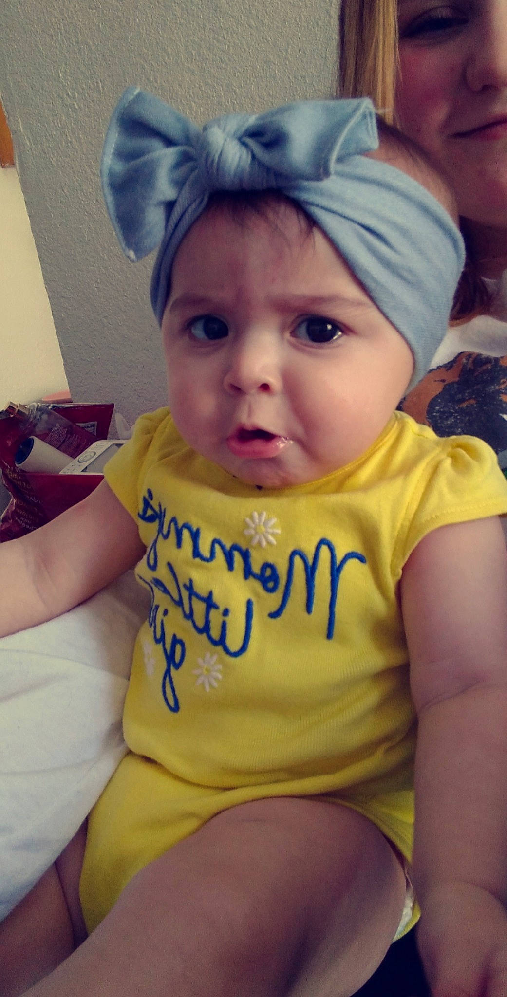 Mavis joined the competition — help win amazing prizes! baby, baby_toddler_clothing, cap, cool, eyebrow, facial_expression, finger, happy, headgear, headwear, human, lip, mammal, mouth, organ, person, pink, skin, sleeve, smile