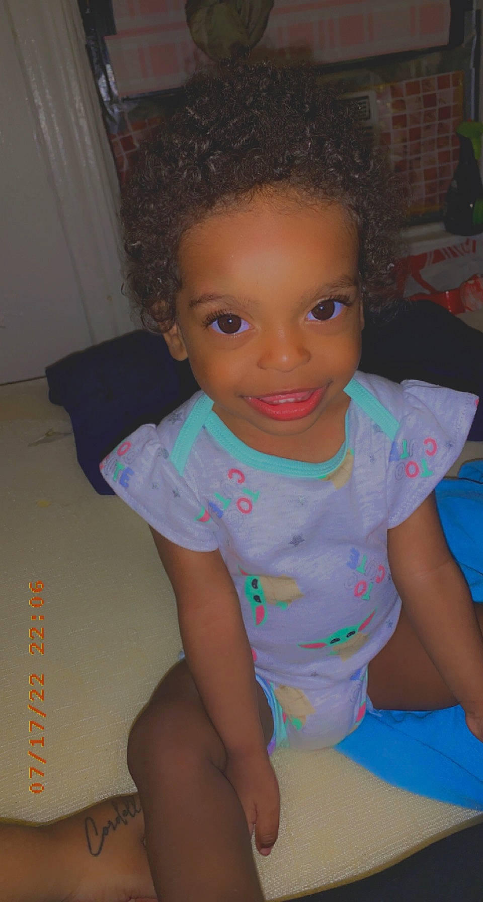 Legacy is registered to the contest to win money with this photo: baby_toddler_clothing, cheek, chin, eye, eyebrow, facial_expression, hair, hairstyle, iris, jheri_curl, joint, joy, leg, lip, mouth, nose, person, shoulder, skin, sleeve