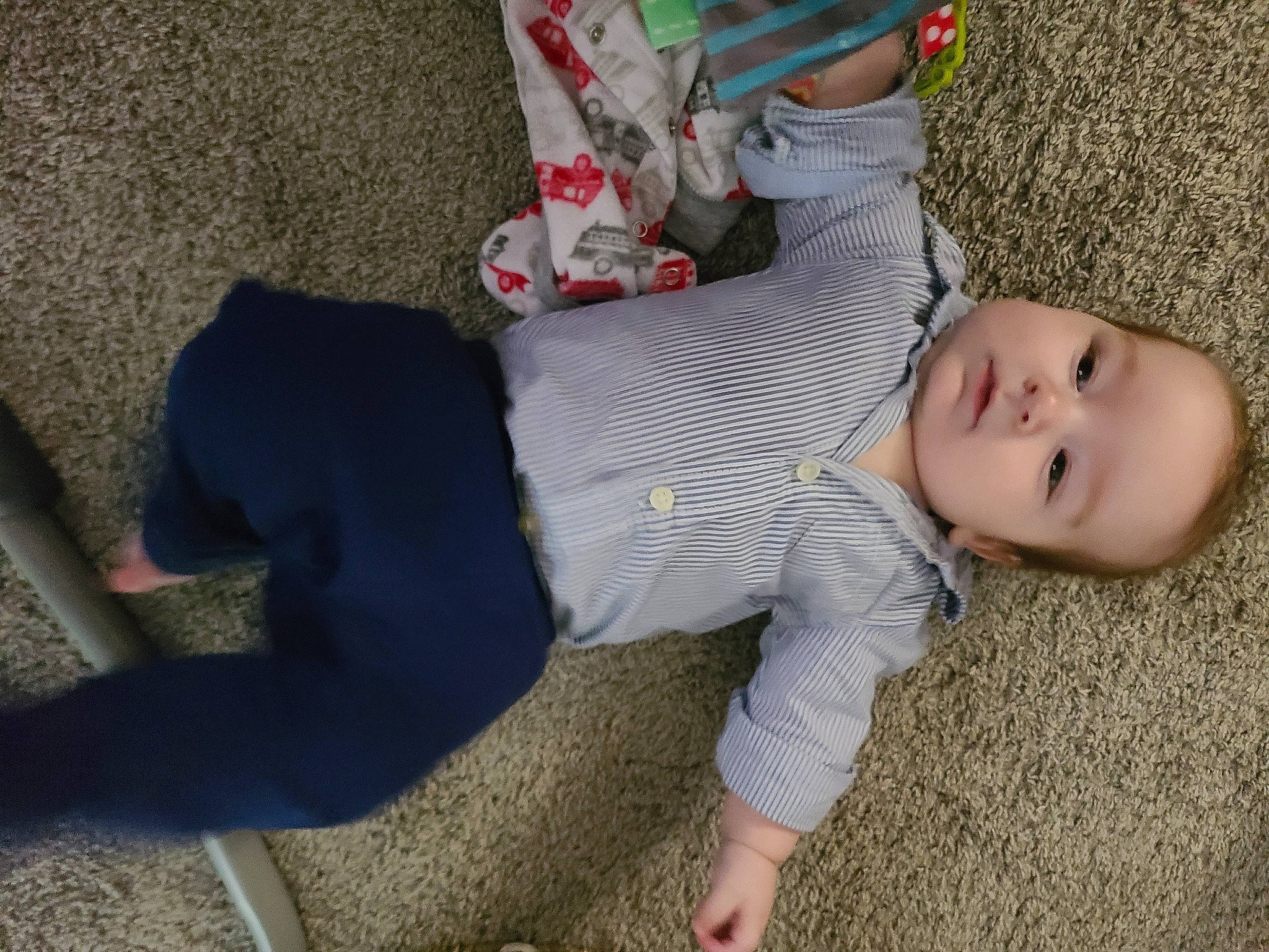 Alistair is registered to the contest to win money with this photo: baby, baby_toddler_clothing, child, comfort, flooring, foot, grass, hat, human_leg, knee, lap, leg, mammal, person, sleeve, sock, thigh, toddler, tree, vertebrate