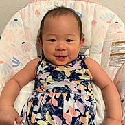 Hailyn is registered to the contest to win money with this photo: baby, child, smiling, dress, butterfly_pattern, cushion, seat, indoor, wall, happy, infant, person, cute, skin, hair, arm, hand, face, eyes, photography