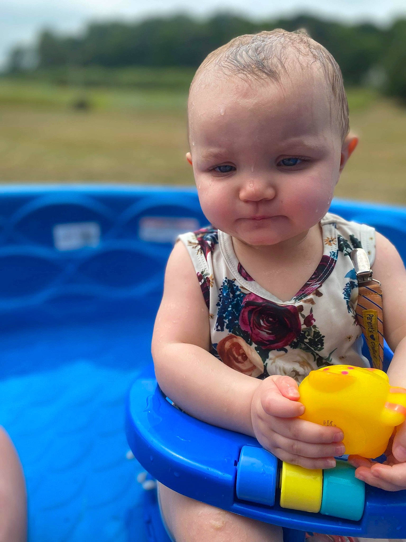 Samantha joined the competition — help win amazing prizes! baby, baby_playing_with_toys, baby_products, baby_toddler_clothing, blue, child, electric_blue, finger, fun, grass, happy, leisure, person, product, recreation, skin, sky, toddler, toy, vertebrate