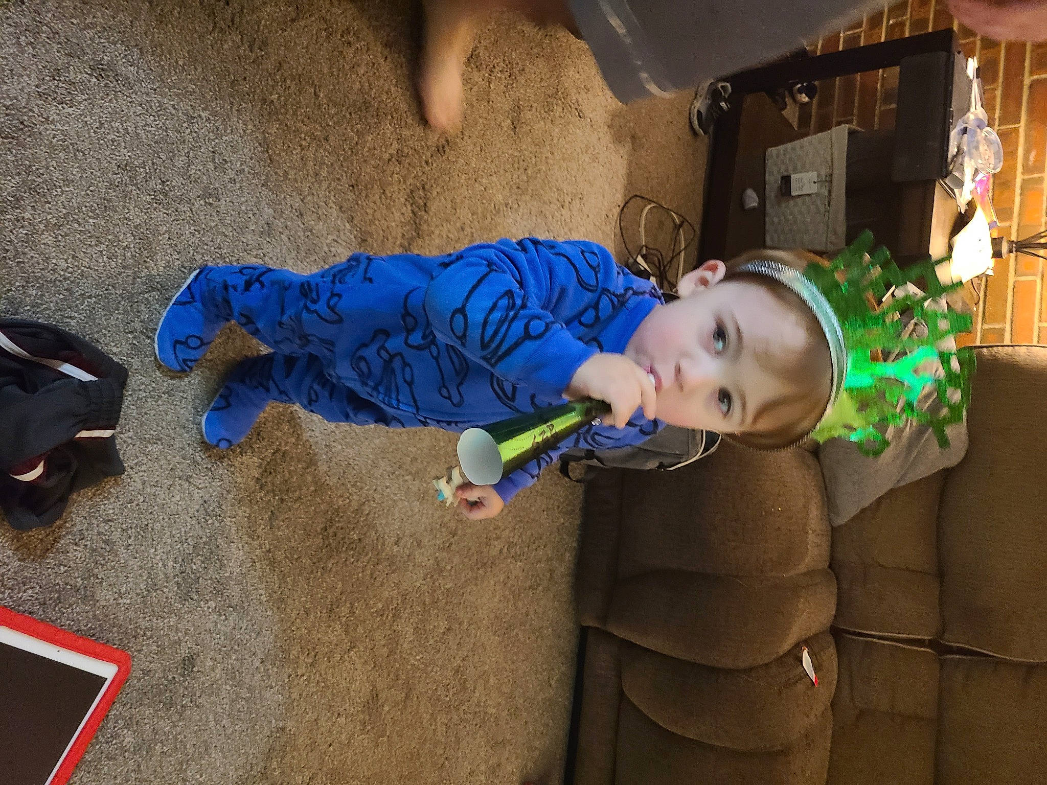 Mason joined the competition — help win amazing prizes! baby, baby_toys, bag, child, costume, electric_blue, event, flooring, fun, luggage_and_bags, person, play, room, sitting, toddler, wood