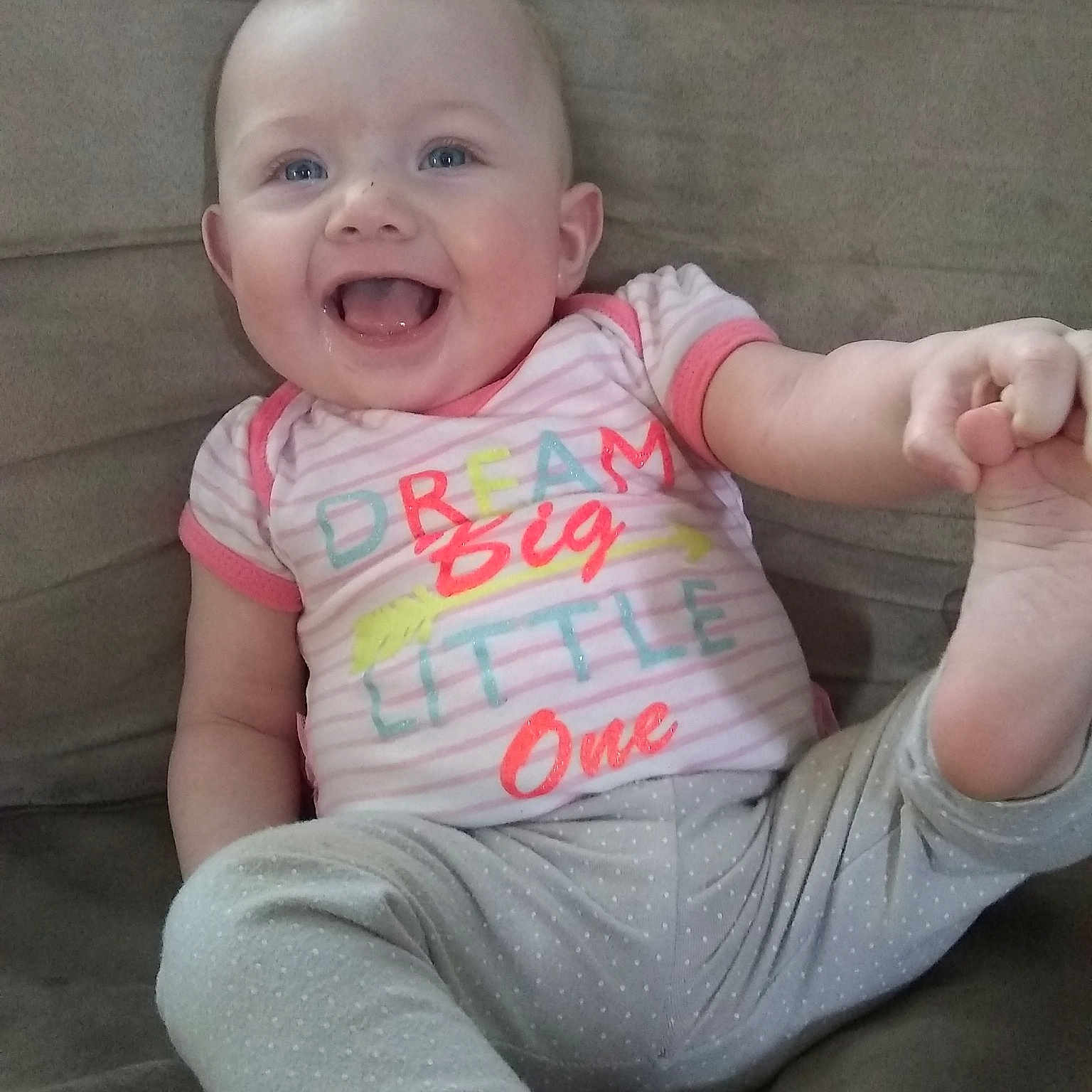 Aislyn is registered to the contest to win money with this photo: baby, baby_toddler_clothing, cheek, child, person, sitting, skin, sleeve, toddler