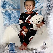 Giovanni joined the competition — help win amazing prizes! child, toddler, smiling, pajamas, teddy_bear, stuffed_animal, winter, snow, window, chair, gift_boxes, holiday, decorations, barefoot, fur_rug, plush, indoors, portrait, cute, festive