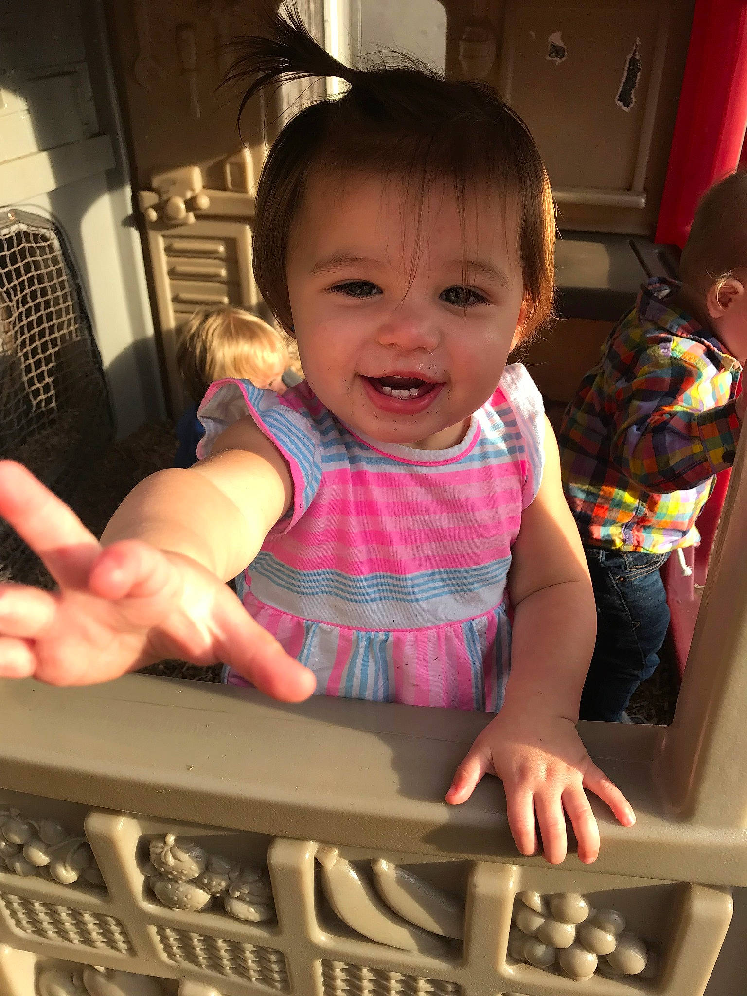 Priya is registered to the contest to win money with this photo: baby, child, finger, joy, person, play, skin, smile, thumb, toddler