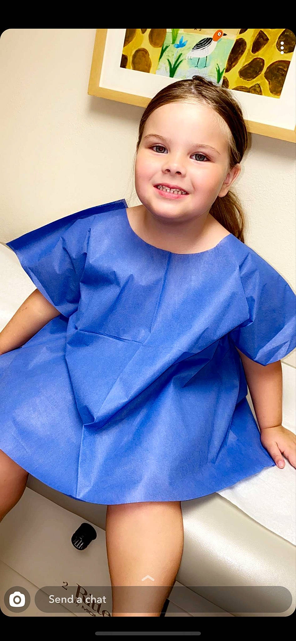 Lilyanna joined the competition — help win amazing prizes! blouse, blue, child, clothing, costume, dress, electric_blue, hospital_gown, joy, neck, pattern, person, satin, scrubs, shoulder, skin, sleeve, uniform