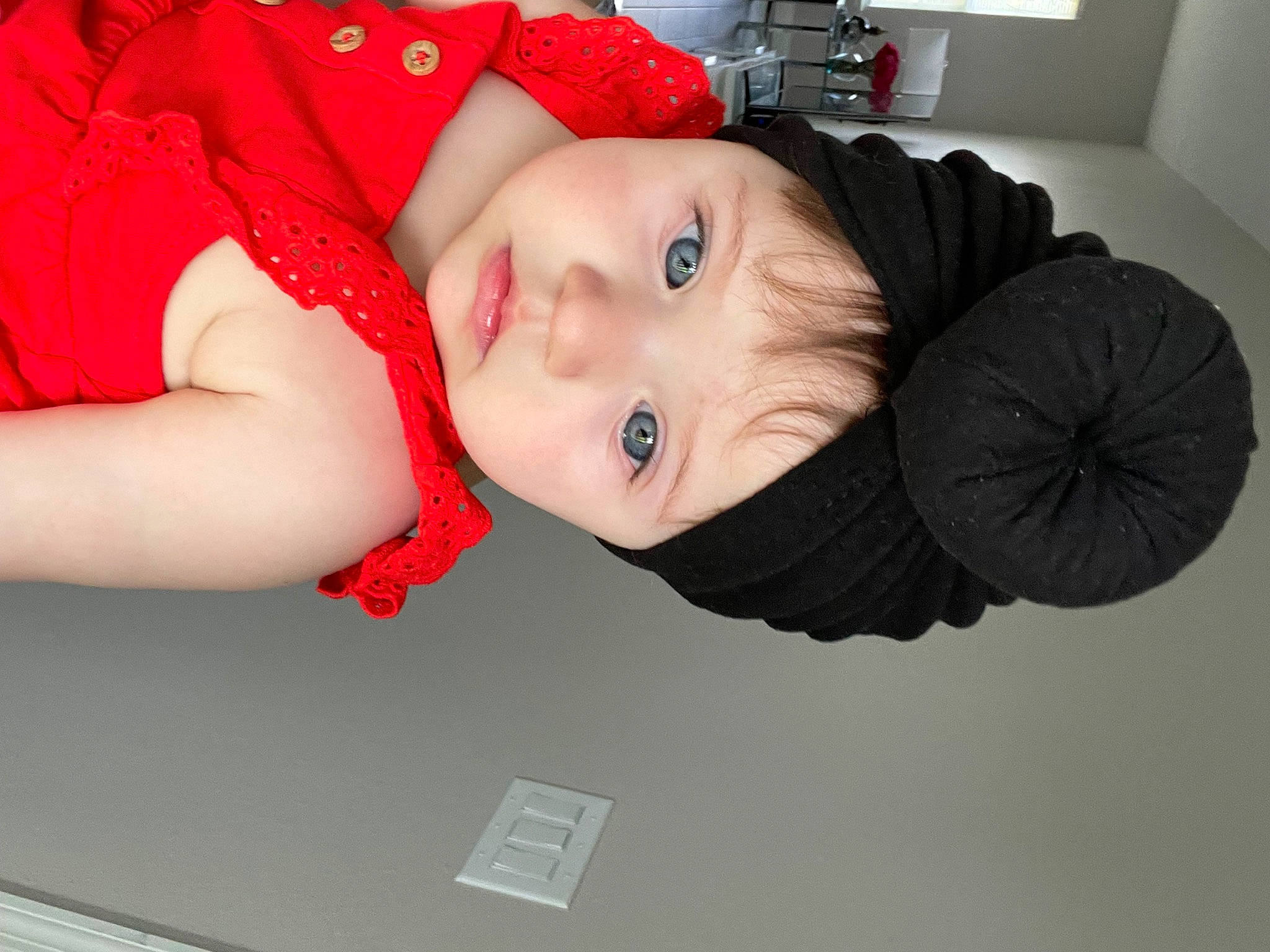 Zoey is registered to the contest to win money with this photo: baby, baby_laughing, baby_products, baby_toddler_clothing, carmine, cheek, child, chin, comfort, eye, flash_photography, fun, happy, headgear, headwear, lip, nose, person, skin, sleeve
