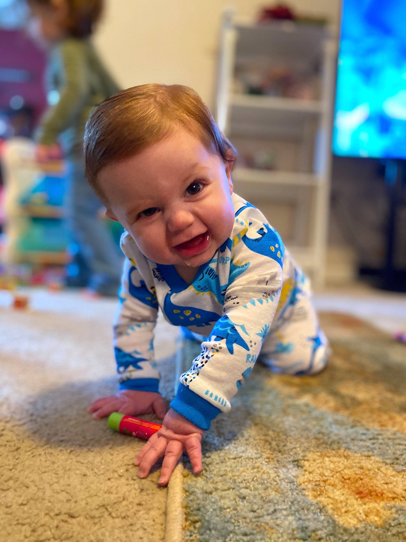 Ragnar Tripp joined the competition — help win amazing prizes! baby, child, floor, flooring, fun, person, play, sitting, smile, toddler, vacation