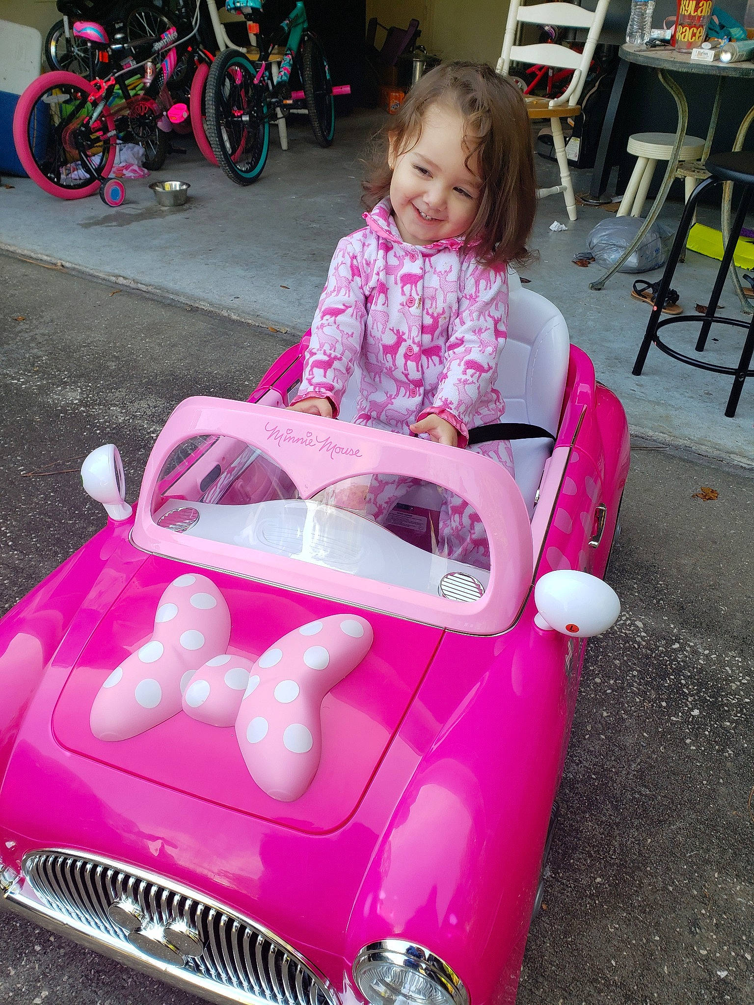 Skylar Grace joined the competition — help win amazing prizes! car, child, classic, fun, girl, joy, magenta, motor_vehicle, person, pink, play, product, purple, toddler, vehicle, vintage_car