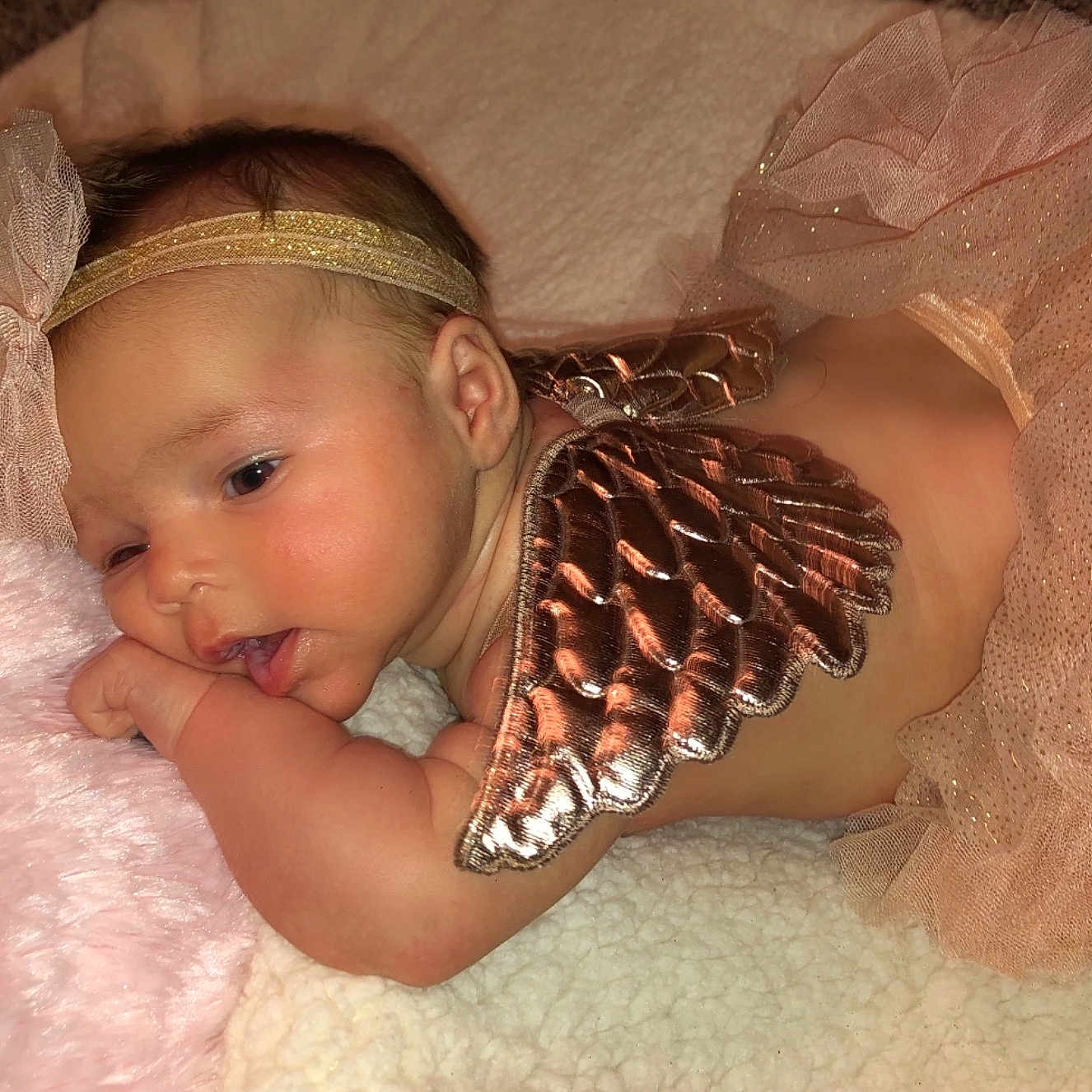 Ella Mae is registered to the contest to win money with this photo: baby, bridal_accessory, cheek, child, ear, eye, face, fashion_accessory, hair, hair_accessory, head, headband, headgear, headpiece, iris, jewellery, long_hair, person, product, skin