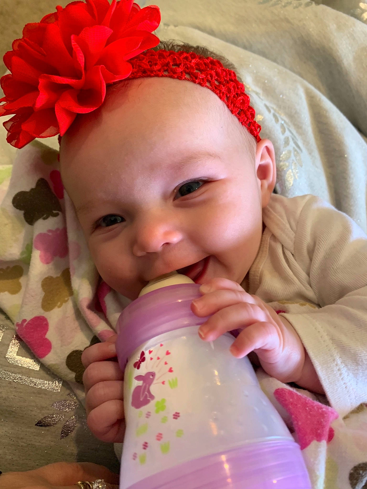 Ella Mae joined the competition — help win amazing prizes! baby, baby_bottle, baby_products, cheek, child, drinking, drinkware, hair_accessory, headband, headgear, joy, nose, person, pink, product, skin, toddler