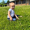 Kleo joined the competition — help win amazing prizes! child, toddler, outdoor, grass, lawn, flowers, smiling, sitting, portrait, sunlight, summer, garden, building, house, trees, nature, clothing, shirt, jeans, backyard
