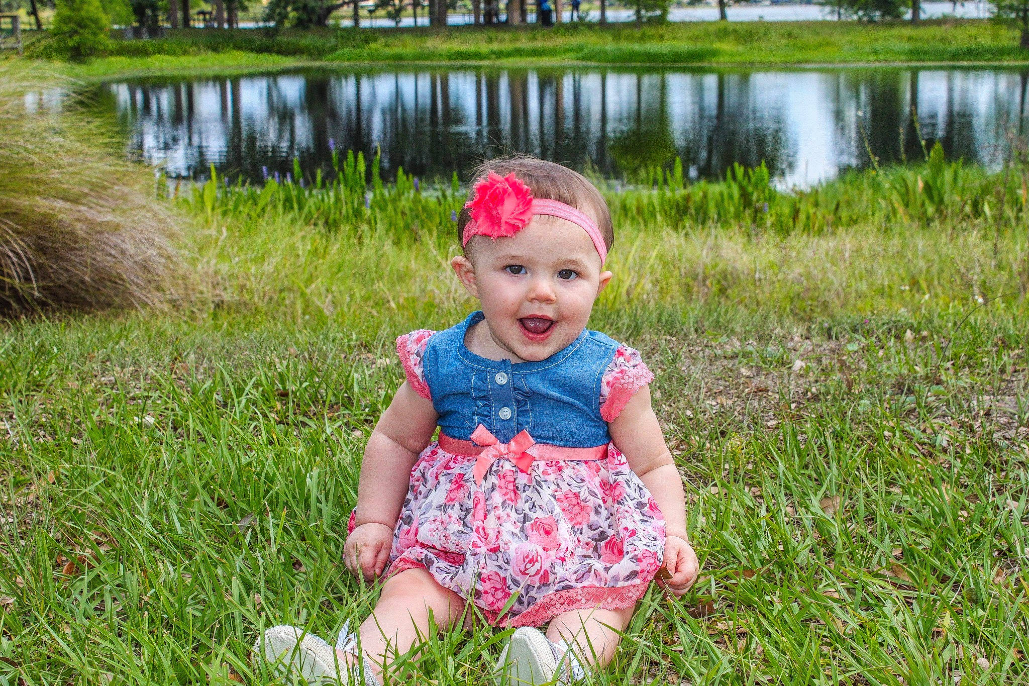Averie is registered to the contest to win money with this photo: baby, bank, child, dress, family, flower, grass, grass_family, headwear, meadow, people, people_in_nature, person, photography, pink, plant, sitting, smile, spring, summer