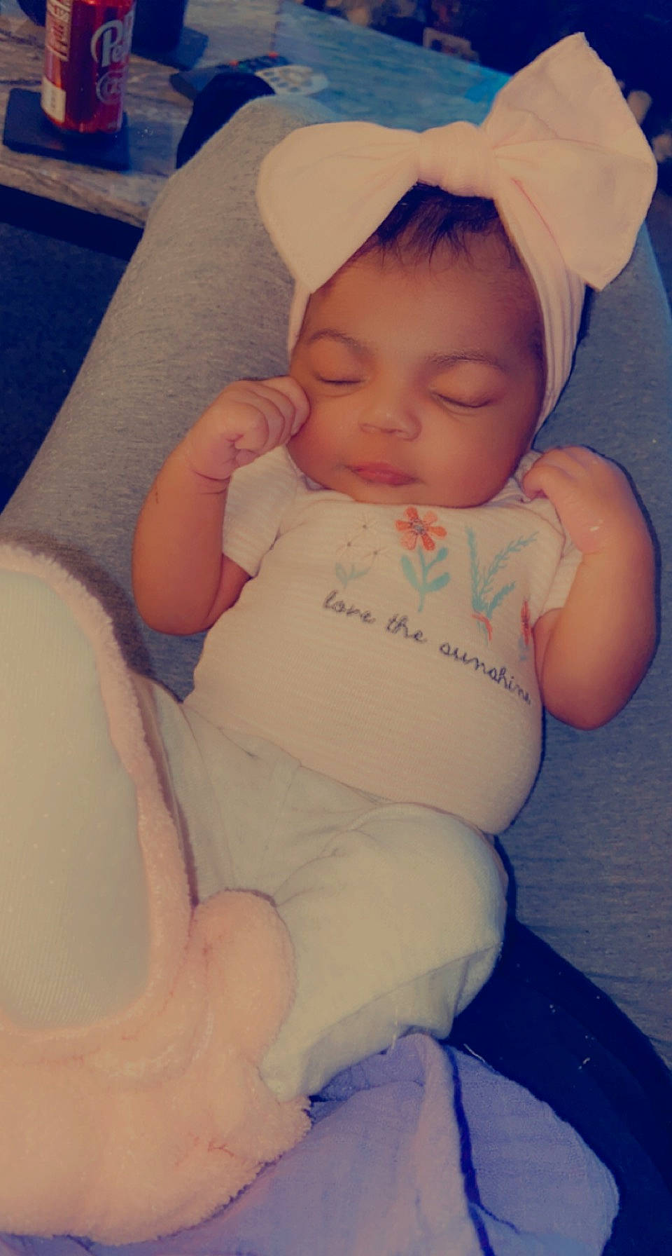 Nevaeh is registered to the contest to win money with this photo: baby, baby_toddler_clothing, cheek, chin, comfort, eye, eyebrow, facial_expression, finger, hand, head, human_body, iris, lip, mouth, nose, person, pink, skin, stomach