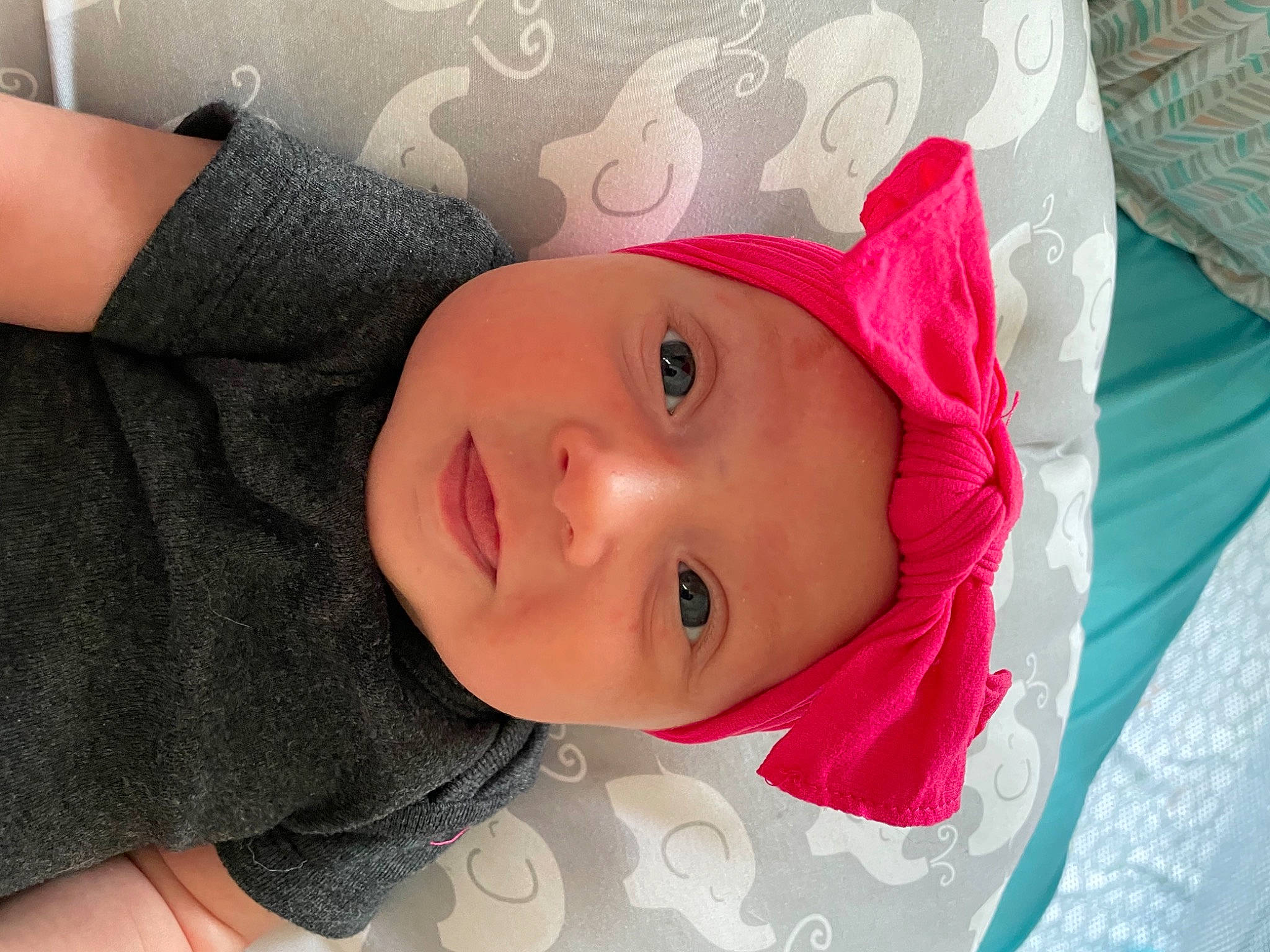 Rylee is registered to the contest to win money with this photo: baby, baby_toddler_clothing, cheek, child, eye, eyebrow, eyelash, happy, head, headwear, human_body, iris, lip, magenta, nose, person, pink, skin, sleeve, smile