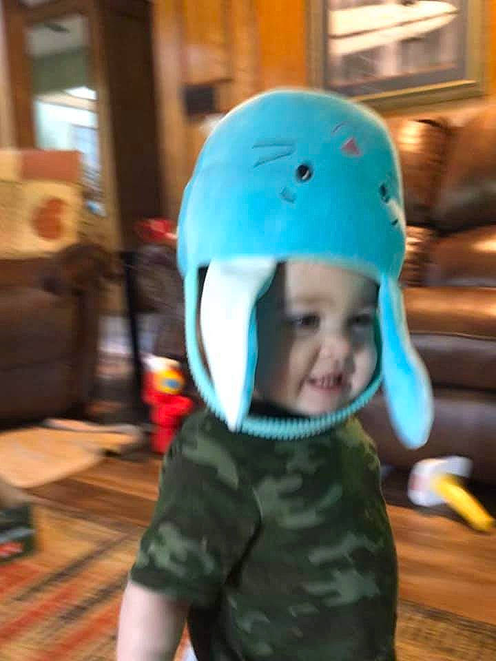 Haizley joined the competition — help win amazing prizes! cap, child, clothing, costume, fashion_accessory, headgear, headwear, helmet, person, personal_protective_equipment, toddler