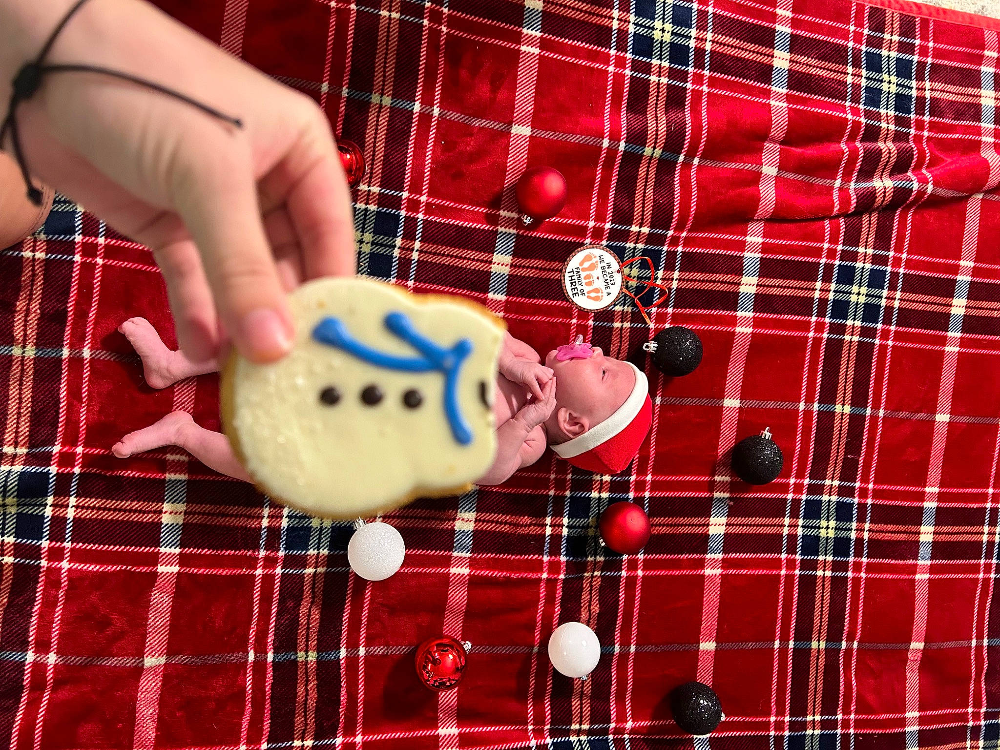 Kinley is registered to the contest to win money with this photo: baby_toys, button, carmine, collar, design, dress_shirt, electric_blue, fashion_accessory, headwear, linens, pattern, person, plaid, plush, red, sleeve, stuffed_toy, tartan, textile, toy