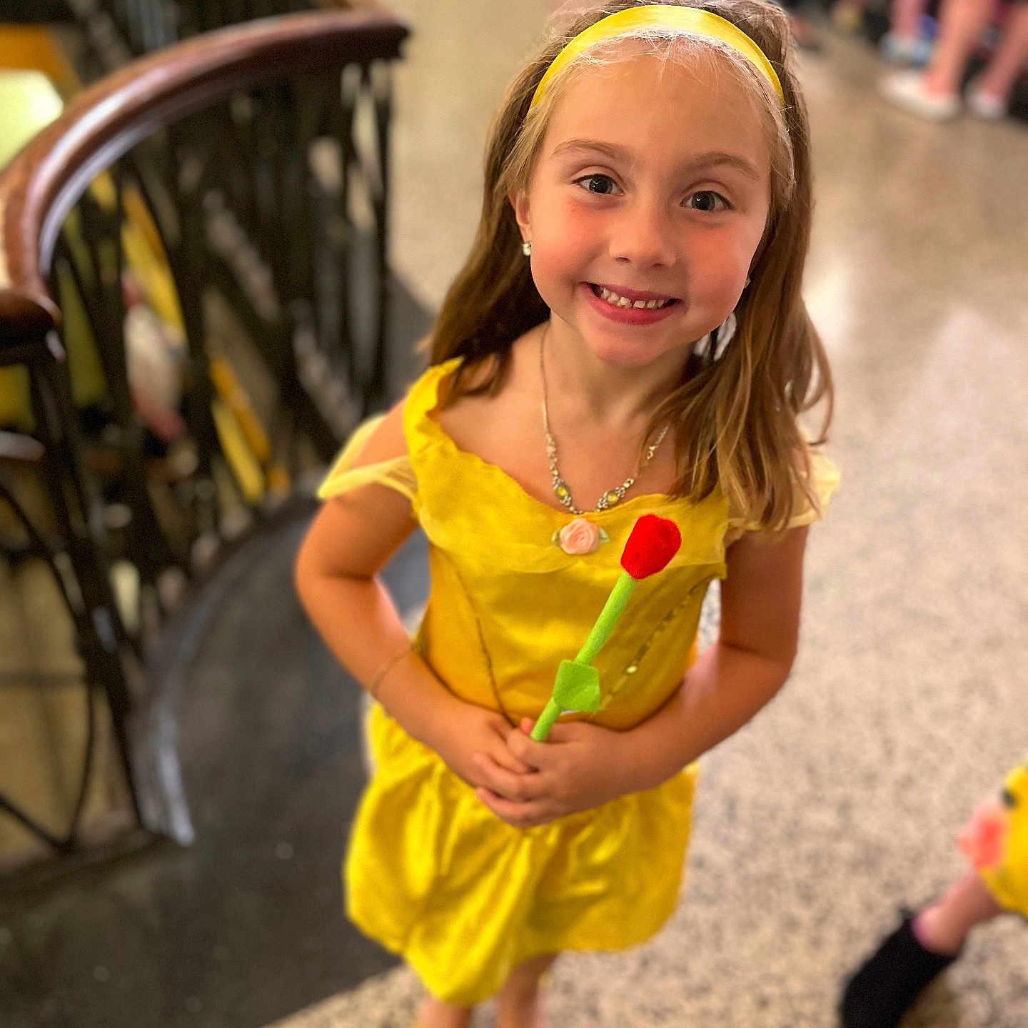 Addison joined the competition — help win amazing prizes! accessories, architecture, building, child, clothing, costume, dress, face, female, girl, happy, head, house, housing, jewelry, necklace, person, photography, portrait, staircase