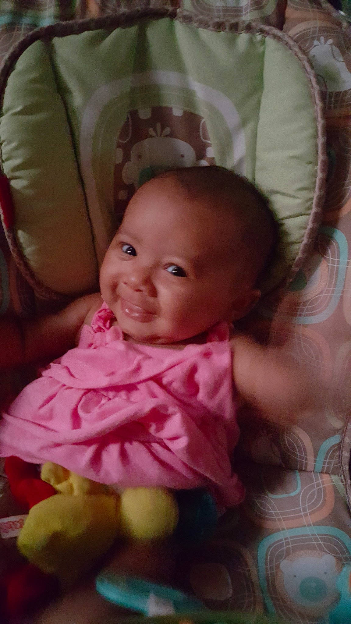 Alayiah is registered to the contest to win money with this photo: baby, baby_products, cheek, child, eye, face, head, iris, joy, lip, person, pink, product, skin, smile, toddler