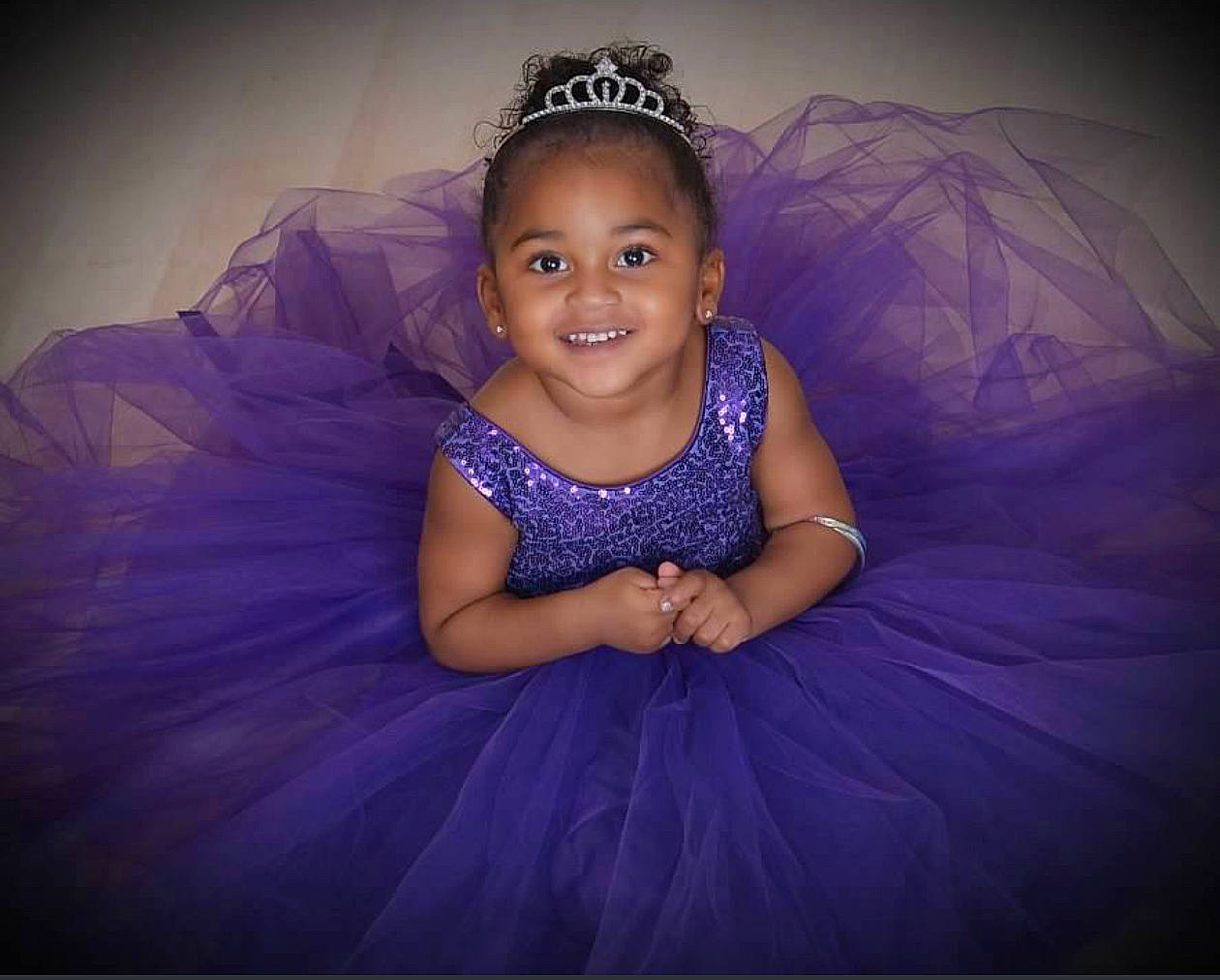 Annalise joined the competition — help win amazing prizes! arm, baby_toddler_clothing, dress, eye, face, facial_expression, flash_photography, hair, hairstyle, happy, head, headgear, human_body, iris, joy, person, pink, purple, smile, standing